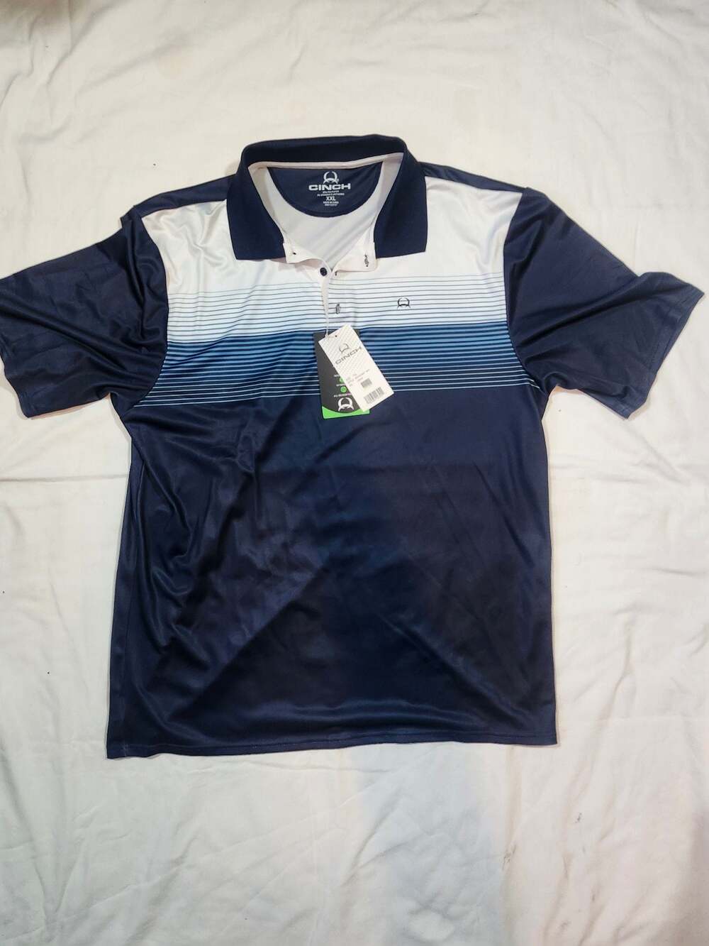 Cinch Men's Blue Stripe Performance Polo Shirt MTK1824007 XXL